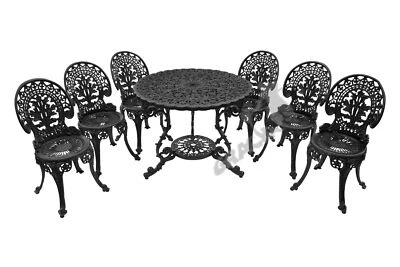 NR20: TISCH+6STüHLE Gartenmöbel Sitzgruppe Gusseisen Gartentisch Gartenset - Bild 1 von 3