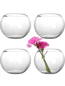 4 Stück 15 cm Clear Bubble Bowl Glasvase, Runde Glasschale Bubble Ball Vase Bulk - Bild 1 von 8