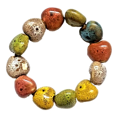 Pulsera Grande Gruesa Tribal Boho Multi Cuentas Cuentas Cerámica Esmaltada 46 Foto 1 de 4