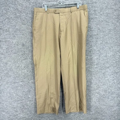 Pantalones de vestir Linea Naturale para hombre 35 beige tiro medio plisados bolsillos con puños rectos Foto 1 de 4