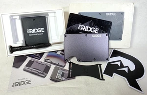 Ridge Slim Minimalist RFID Blocking Wallet Cash Strap Aluminum Gunmetal Gray VGC - Picture 1 of 16