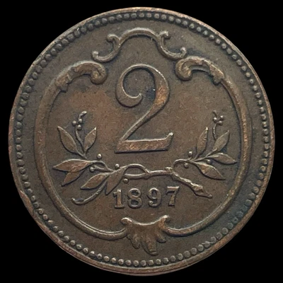 1897 Circulated Brown Austria 2 Heller World Coin KM 2801 Eagle Lot C10-134 - Image 1 of 4