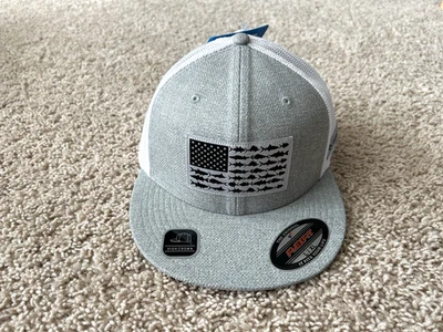 Boné Columbia PFG bandeira de peixe malha aba plana G/XL cinza - Imagem 1 de 4