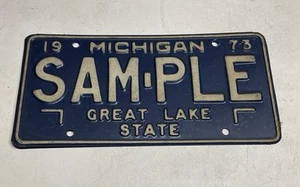 Vintage 1973 Michigan SAMPLE License Plate Great Lakes State ~ Rare - Picture 1 of 2