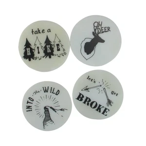 Wild Eye 4 Black White Wilderness Rustic Coasters Cork Backing 4� - Picture 1 of 2