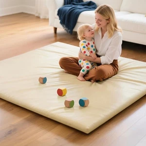 Baby Mat for Floor, Thick Soft Non-Toxic Vegan Leather Baby Play Mat, Waterproof - Picture 1 of 7