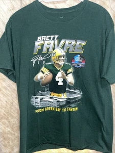 Men’s Size Large T Shirt, Brett Favre, Packers, Vintage, Canton HOF, Hanes - Picture 1 of 5
