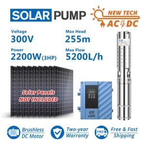4" Solar AC/DC Submersible Water Bore Pump 3HP Hybrid Pump 255m Max Head 5.2m3/h - Picture 1 of 9