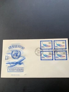Sellos: Cubierta del primer día de las Naciones Unidas 37, Scott C10, 1963, correo aéreo - Imagen 1 de 1