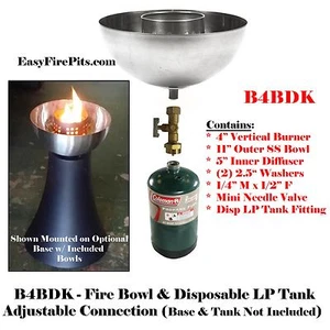 B4BDK - DIY 11" Feuerschale mit 4" vertikalem Brenner; läuft mit Einweg 1 Pfund LP Tank - Bild 1 von 4