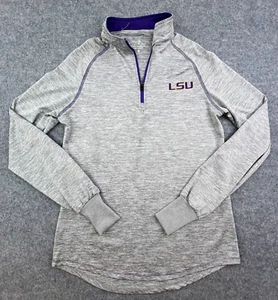 Colosseum LSU Sweatshirt Womens Small 1/4 Zip Pullover Grey Purple Lightweight - Picture 1 of 7