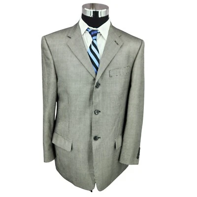 Claiborne Blazer Mens 40R  Gray Silk Wool Blend Sports Coat Jacket 3 Buttons - Image 1 of 4