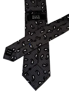 SAKS FIFTH AVENUE EXCLUSIVE BLACK SILK NECKTIE TIE 100% Silk made in Italy - Picture 1 of 6