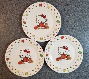 NEW Set of 3 Hello Kitty Thanksgiving Fall Dinner Plates 10.5" - Picture 1 of 5