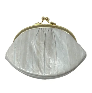 BOLSO CLUTCH LEE SANDS STONE PIEL DE ANGUILA, CIERRES DOBLE BESO CIERRE, NUEVO CON CAJA - Imagen 1 de 5