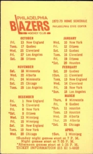 1972-73 Philadelphia Blazers minor hockey pocket schedule card - Picture 1 of 2
