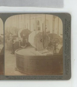 Pulpa hecha de madera Marinette WI Wisconsin EE. UU. Underwood Stereoview - Imagen 1 de 2