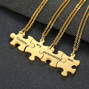 Puzzle Jigsaw Pendants Women Necklace Piece BFF Sister Personalized Jewelry Gift - Picture 1 of 15