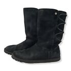 Ugg Lo Pro Tasmin Boots Womens 7 Black Suede Lace Up
