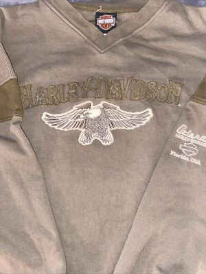 Harley Davidson Sweatshirt Men Extra Large Brown Colorblock Embroidered Pullover - Image 1 of 4