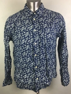 Mens Scotch & Soda Blue White Floral Long Sleeve Button Front Shirt L Lyocell - Picture 1 of 8