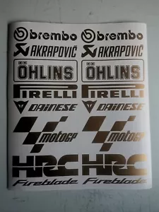16 x Sponsoren Aufkleber Set - Motorrad-Auto - 16cm Breit - Gold - Sticker - Bild 1 von 1