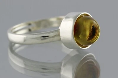 Anillo ajustable CADDISFLY ÁMBAR BÁLTICO genuino cuentas redondas plata 3,1 g 200407-20 Foto 1 de 4