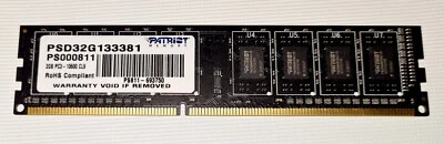 2GB RAM Patriot PSD32G133381 DDR3 1333MHz PC3 10600 RAM memory - Image 1 of 2