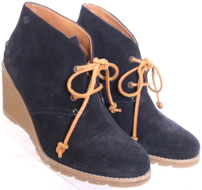 Sperry Top Sider Negro Gamuza Con Cordones Marrón Cuña Botines Zapatos Para Mujer 8.5 Foto 1 de 4