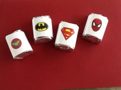 120 Superhero Party Favors -- Candy Bar Wrappers - Personalization Available