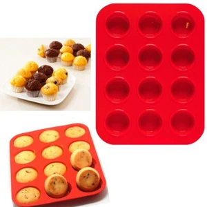 2pk Silicone Muffin Pan 12 Cups Tray Cupcake Tart Bread BPA Free Dishwasher Safe - Picture 1 of 1
