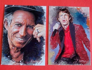 ROLLING STONES MICK JAGGER KEITH RICHARDS ART CARDS #19/50 ROCK FIRMATO DALL'ARTISTA - Foto 1 di 6