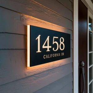 Placa de dirección personalizada placa de dirección número iluminado caja de luz iluminar casa - Imagen 1 de 9