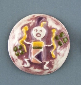 ARTISAN MADE CERAMIC BUTTON WITH SOUTHWEST DESIGNS - Picture 1 of 4
