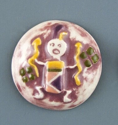 ARTISAN MADE CERAMIC BUTTON WITH SOUTHWEST DESIGNS - Image 1 of 4