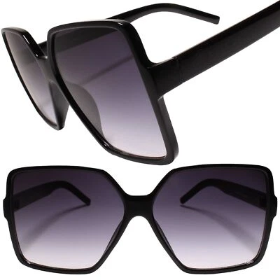 Gafas de sol retro exageradas de gran tamaño elegantes con marco cuadrado negras para mujer Foto 1 de 4