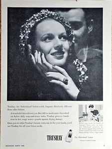 1948 TRUSHAY - Beforehand Lotion - Rich-Fragrant-Skin Softner-Vintage Print Ad - Picture 1 of 1