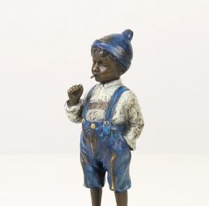 Estatuilla de bronce El niño fumador con sombrero y pipa escultura decoración del hogar REGALO - Imagen 1 de 6