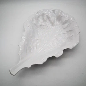 Vtg Miramar of California Pottery White Cabbageware Leaf Serving Trinket Dish - Picture 1 of 5
