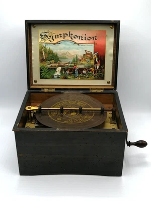 Symphonion Spieluhr um 1900 mit 3 Platten Stille Nacht ua - Bild 1 von 4