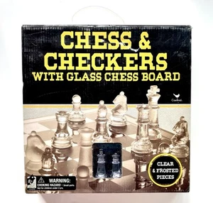 NIB Glass Chess & Checkers Clear and Frosted Pieces by Cardinal NEW! OPEN BOX - Picture 1 of 10