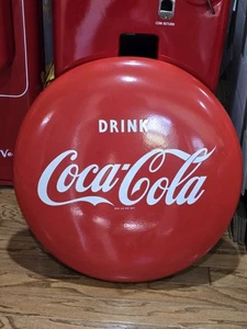 Vintage 1950's Drink Coca Cola  24" Porcelain Advertising Button Sign - Nice !! - Picture 1 of 13