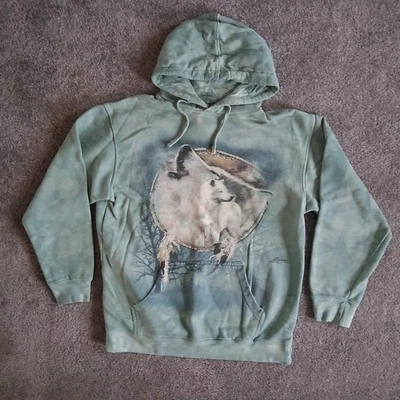 Sudadera con capucha The Mountain 2009 para hombre lobos verdes naturaleza exterior tie dye gorp mediana  Foto 1 de 4