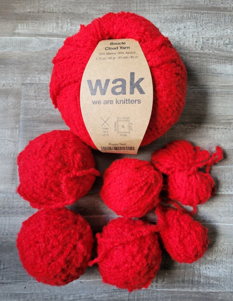 We Are Knitters Bright Red Merino Wool Alpaca Boucle Cloud Bulky Yarn Lot - Image 1 of 1