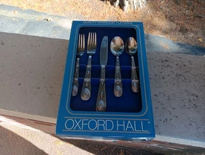 OXFORD HALL STAINLESS FLATWARE 20 PIECE SERVICE FOR 4 NEW IN BOX - Picture 1 of 5