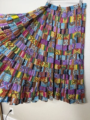 Silver Stream One Size Multicolored Broomstick Peasant Crinkle Skirt Patchwork - Image 1 of 4