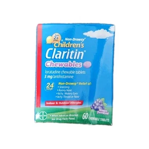 Claritin Children's Chewables 5mg Grape 60 Tablets, Exp: 12/25+ *Free Shipping* - Picture 1 of 1