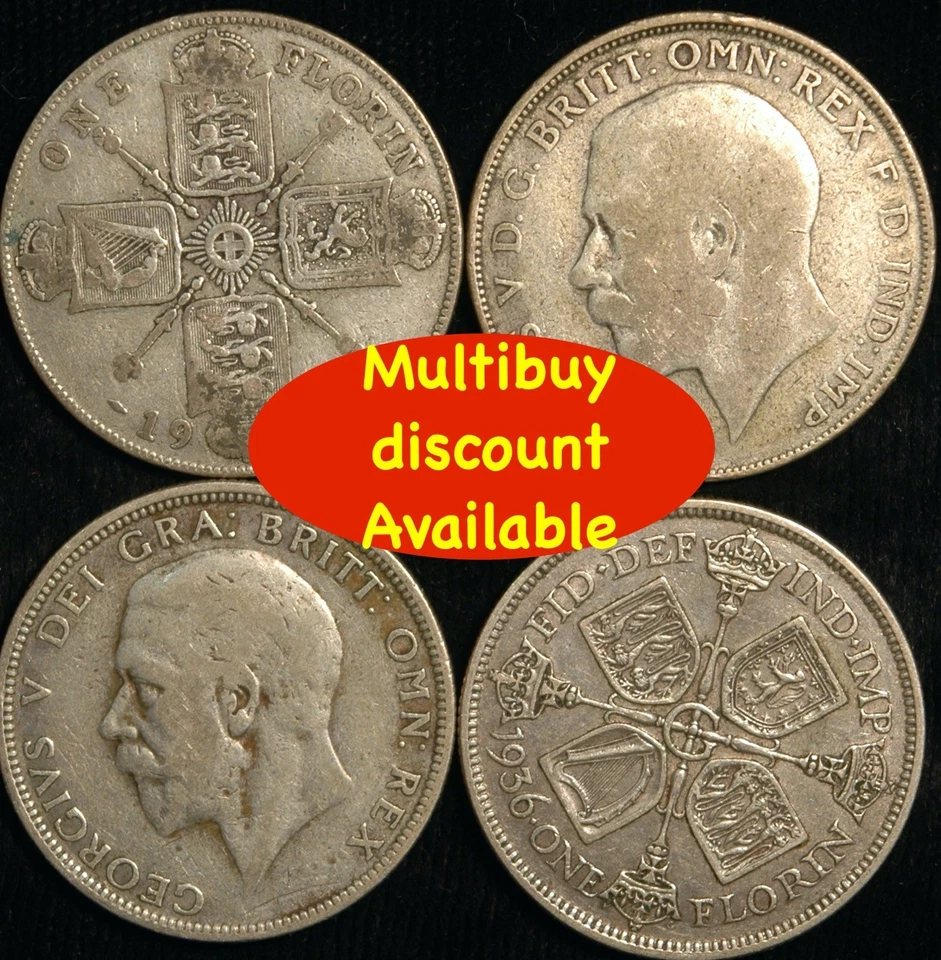 Florin 1911  -  1936 George V .925 and .500 Silver Choose your Date  - Image 1 of 1