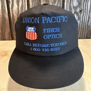 Vintage Union Pacific Fiber Optics Hat Cap Snapback 80s Call Before You Dig 90s - Picture 1 of 14