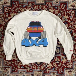 Vintage Oshkosh B Gosh Kids Monster Truck Sweatshirt White Vtg - Picture 1 of 7